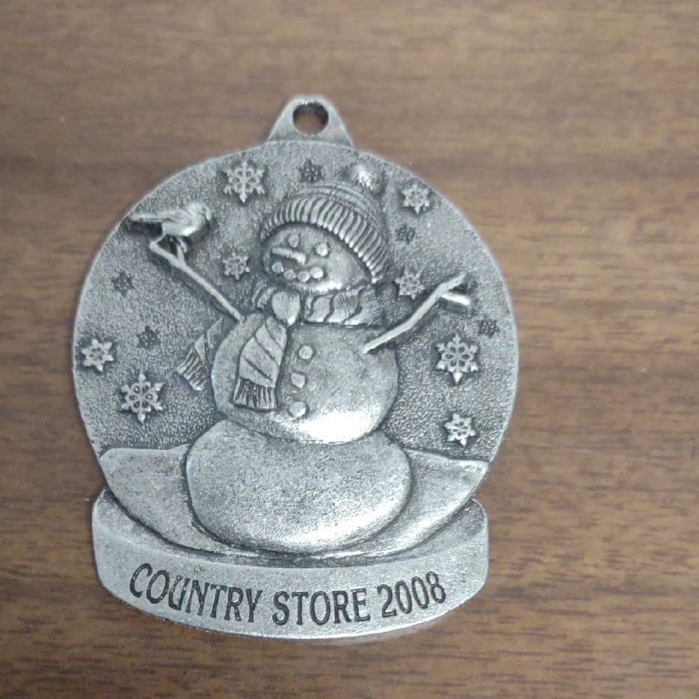 Vintage 2008 Pewter Snowman Ornament